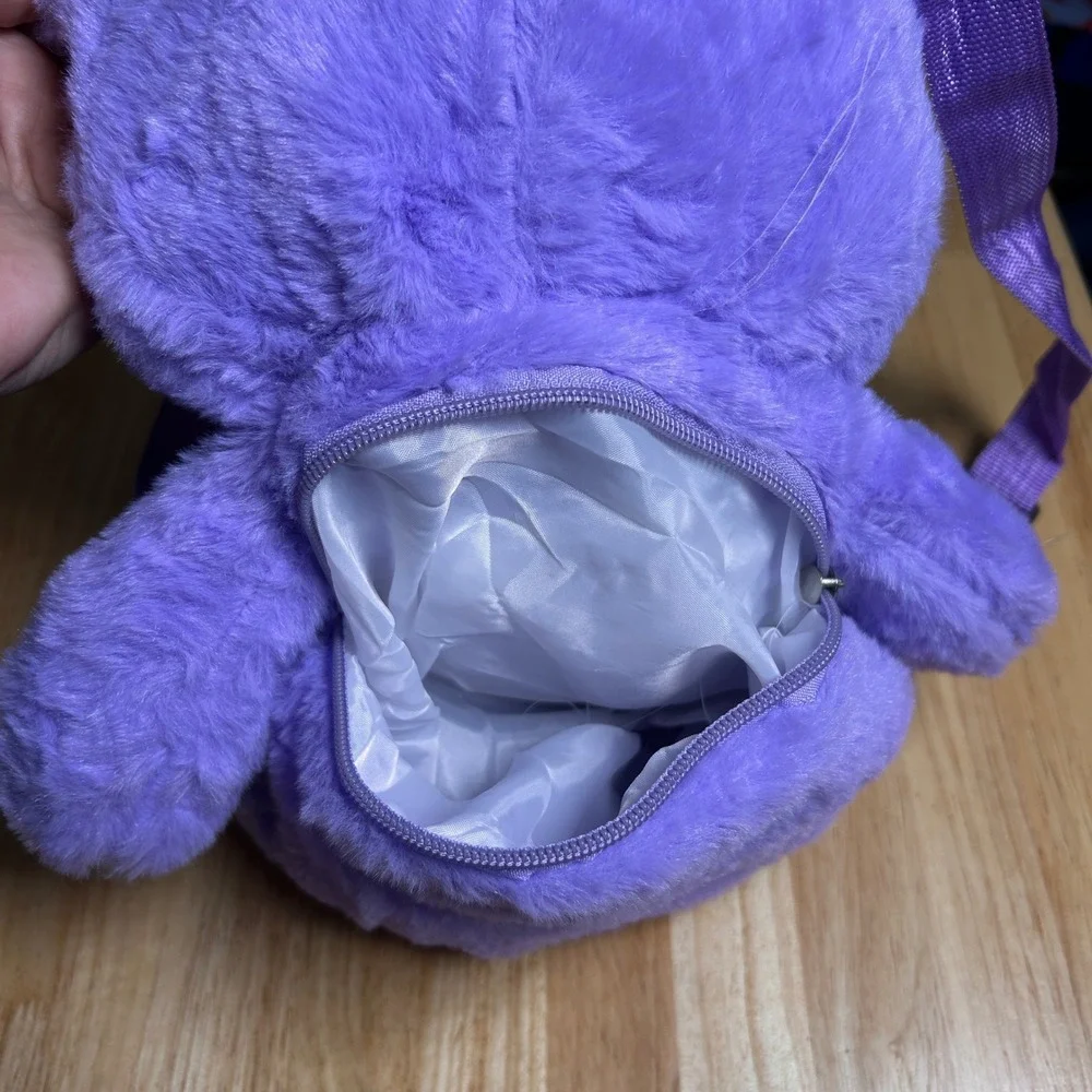 Care Bears Purple Cheer Bear Plush Mini Backpack Rainbow Belly Adjustable Straps